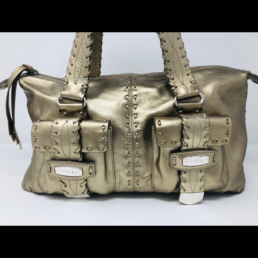 Michael Kors Metallic Gold Whipstitch Hobo Handbag